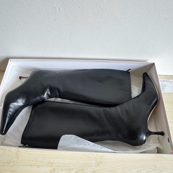 JIMMY CHOO Agathe Black Leather Knee-High Boots (w/box + dustbag) - Picture 14 of 16